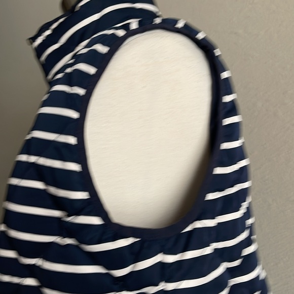 J. Crew Navy & White Striped, Mixed Blend Down Feather Puffer Vest - Picture 4 of 15